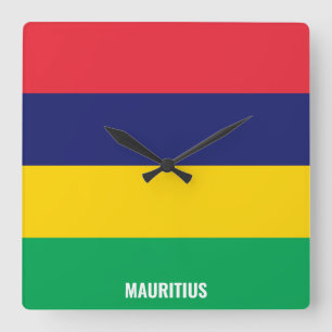 Patriotic National Flag Mauritius Quadratische Wanduhr