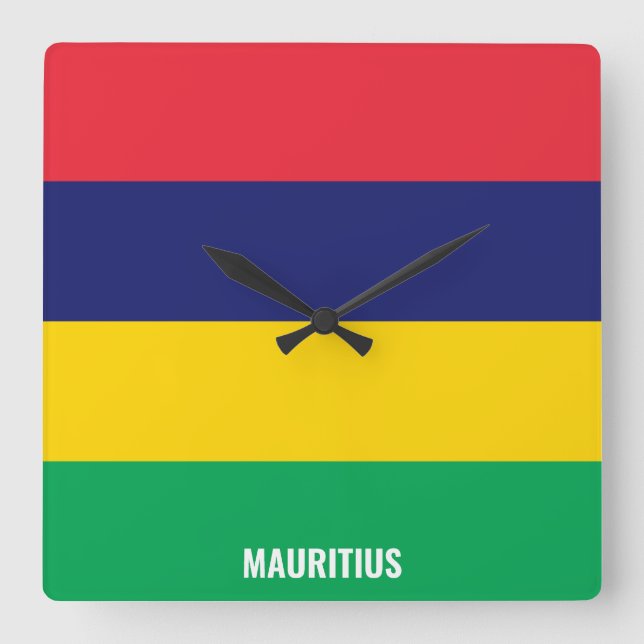 Patriotic National Flag Mauritius Quadratische Wanduhr (Vorderseite)