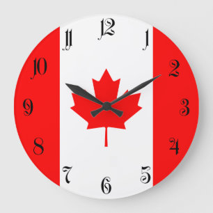 Patriotic National Flag of CANADA Große Wanduhr