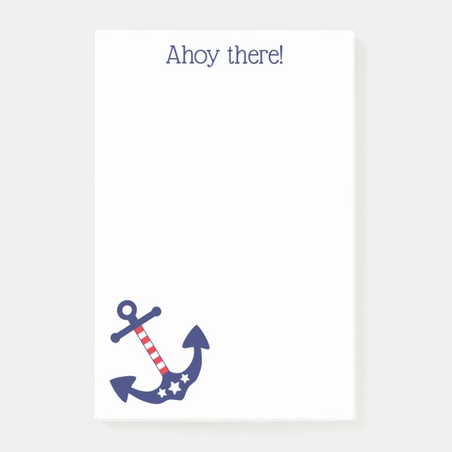 Patriotic Nautic Anchor Ahoy gibt Angebot 4 x 6 Post-it Klebezettel (Vorderseite)