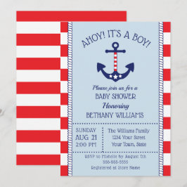 Patriotic Nautical Anchor Boy Baby Dusche Einladung