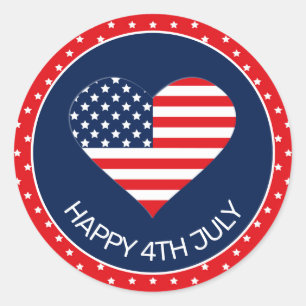 Patriotic Navy Blue, USA Flag Herz 4. Juli Runder Aufkleber