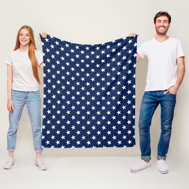 Patriotic Navy Blue USA Flag Stars Muster Fleecedecke (Beispiel)