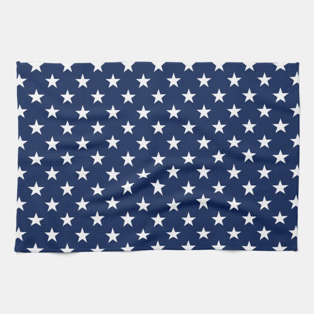 Patriotic Navy Blue USA Flag Stars Muster Geschirrtuch (Horizontal)
