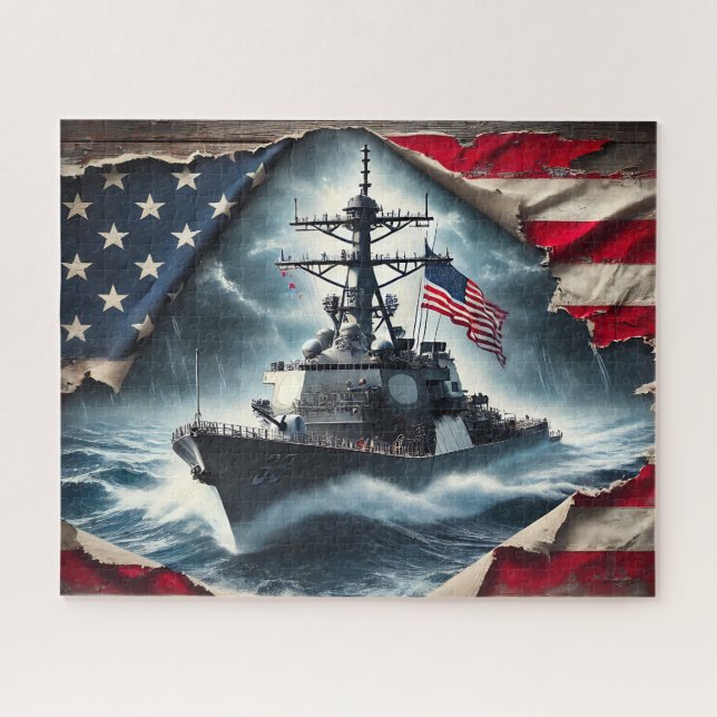 Patriotic Navy Ship Puzzle (Horizontal)