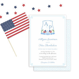 Patriotic New England Hydrangea Wedding Wappen Einladung