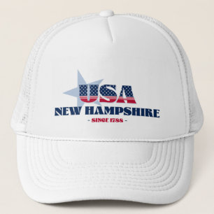 Patriotic New Hampshire Typografie Trucker Hat Truckerkappe