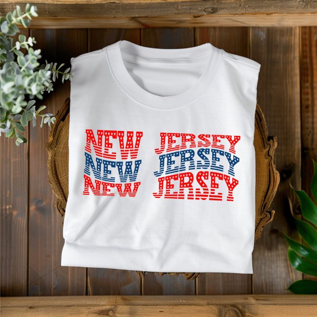 Patriotic New Jersey Red and Blue Boho T - Shirt (Von Creator hochgeladen)