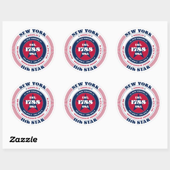 Patriotic New York Circle Design Sticker (Blatt)