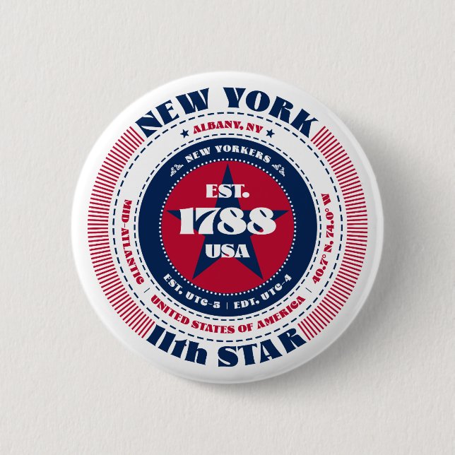 Patriotic New York Circle mit Staat Details Button (Vorderseite)