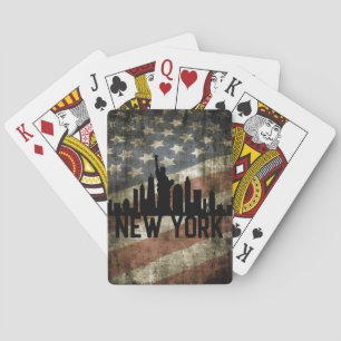 Patriotic New York Skyline Vintage amerikanische F Spielkarten