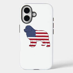 Patriotic Newfie Dog USA Flag Design 4. Juli iPhone 16 Hülle
