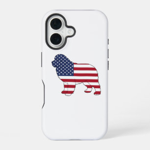 Patriotic Newfie Dog USA Flag Design 4. Juli iPhone 16 Hülle