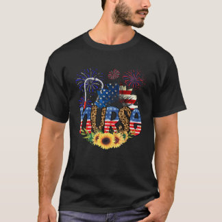 Patriotic Nurse 4th Of July American Flag Sunflowe T-Shirt