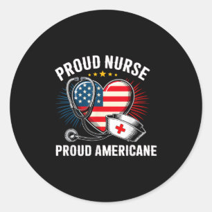 Patriotic Nurse American Flag Heart Independence D Runder Aufkleber