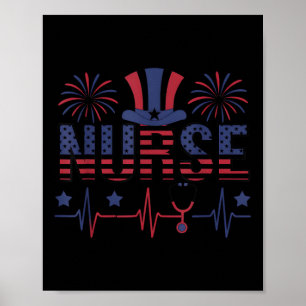 Patriotic Nurse American Flag Tag 4. Juli Memo Poster