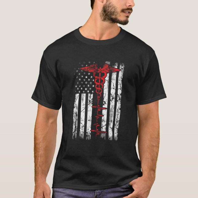 Patriotic Nurse American USA Flag Registered Nurse T-Shirt (Vorderseite)