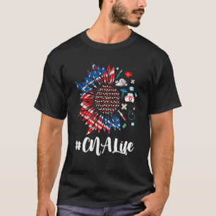 Patriotic Nurse Cna 4. Juli American Flag Sunf T-Shirt