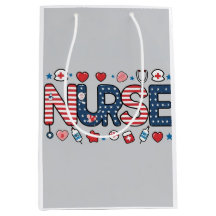 Patriotic Nurse Gift Bag - USA Flag Nursing Design