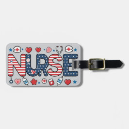 Patriotic Nurse Luggage Tag - USA Flag Medical des Gepäckanhänger