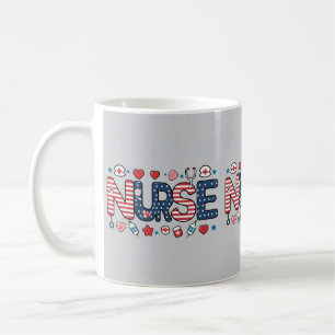 Patriotic Nurse Mug - USA Flag Medical Design Kaffeetasse