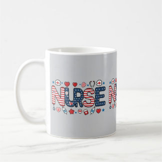 Patriotic Nurse Mug - USA Flag Medical Design Kaffeetasse