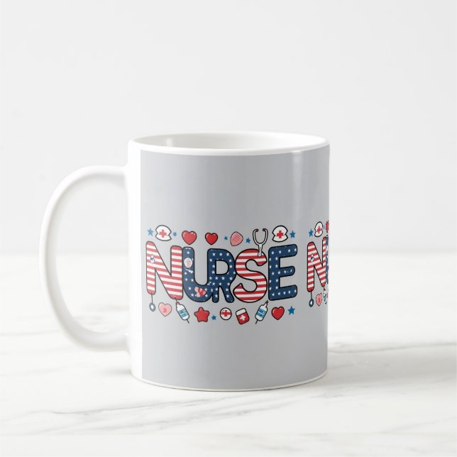 Patriotic Nurse Mug - USA Flag Medical Design Kaffeetasse (Links)