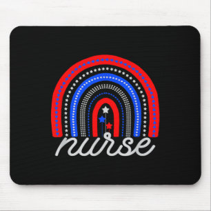 Patriotic Nurse Usa Flag Regenbogen 4. Juli Mousepad