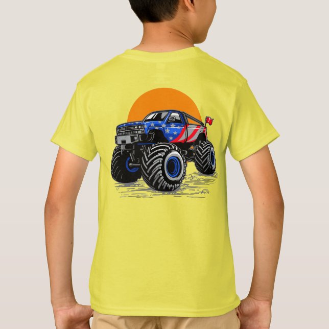Patriotic Off Road Monster Truck Adventure T-Shirt (Rückseite)