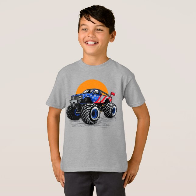Patriotic Off Road Monster Truck Adventure T-Shirt (Vorne ganz)