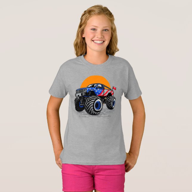 Patriotic Off Road Monster Truck Adventure T-Shirt (Vorne ganz)