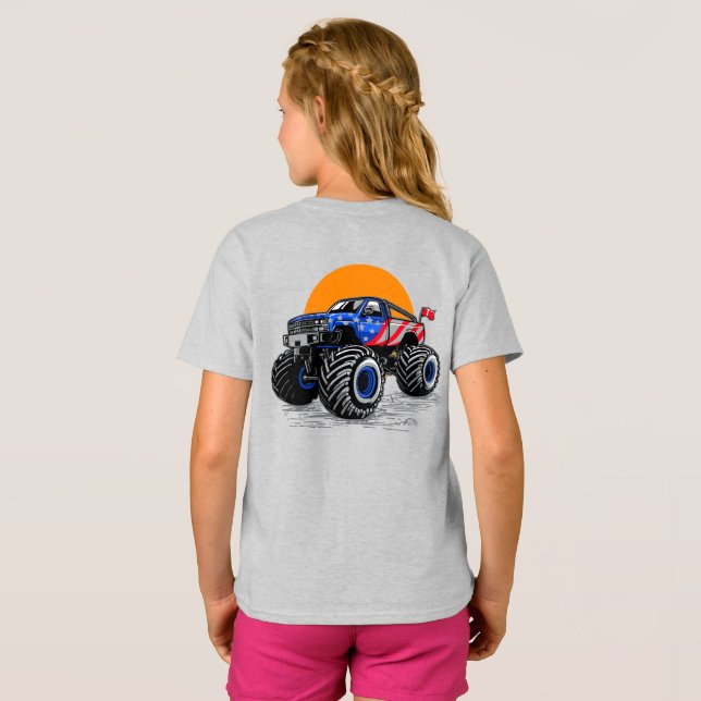 Patriotic Off Road Monster Truck Adventure T-Shirt (Schwarz voll)
