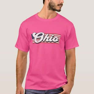 Patriotic Ohio USA Flag Stripe Zuhause Staat Ohio T-Shirt