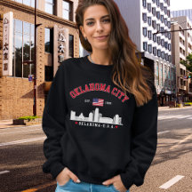 Patriotic Oklahoma City Flag & Skyline Hoodie
