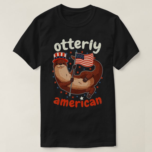 Patriotic Otterly American Flag 4. Juli Otter T-Shirt (Design vorne)