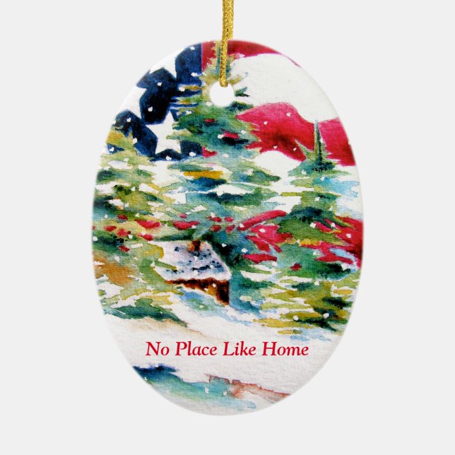Patriotic Oval American Flag Ornament (Vorne)
