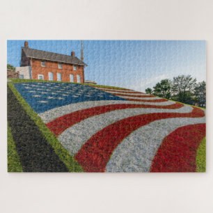 Patriotic Painted American Flag Puzzle