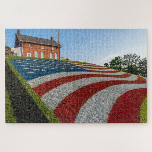 Patriotic Painted American Flag Puzzle (Horizontal)