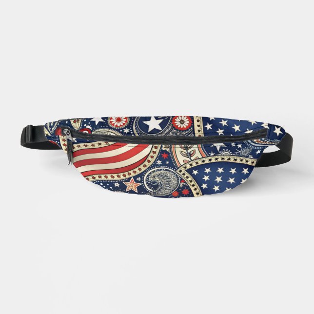 Patriotic Paisley Print Cut Sew Bag Bauchtasche (Vorderseite)