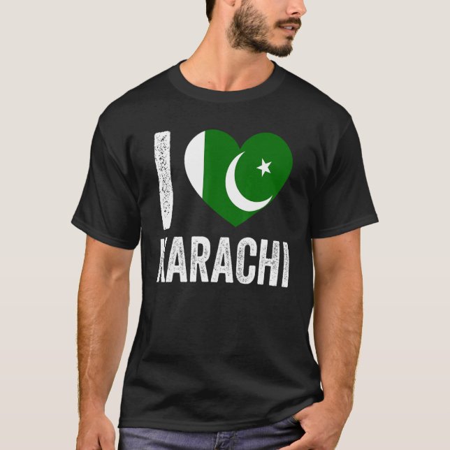 Patriotic Pakistani  Pakistan Flag  I Love Karachi T-Shirt (Vorderseite)