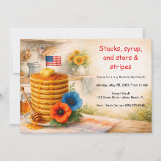 Patriotic Pancake Memorial Day Brunch Invitation Einladung