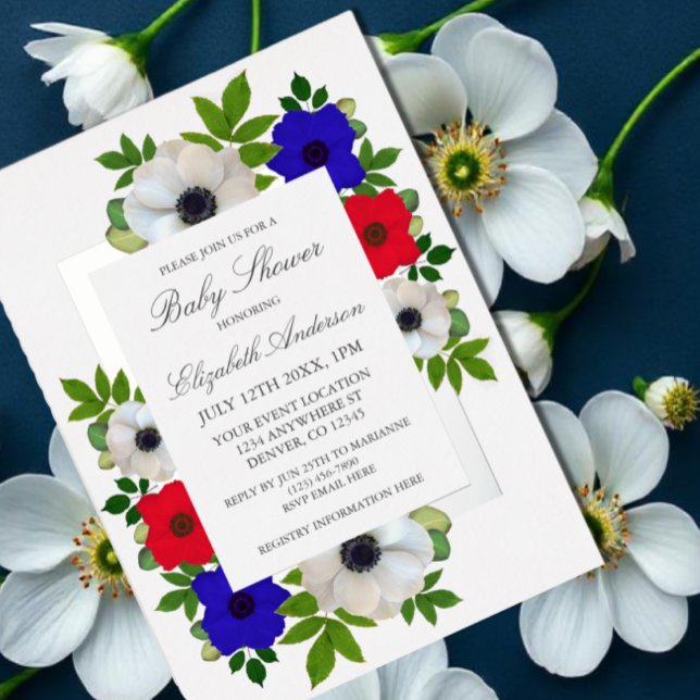 Patriotic Panda Anemone Baby Shower Folieneinladung (Von Creator hochgeladen)
