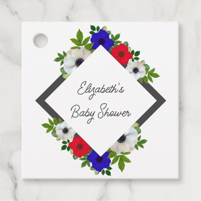 Patriotic Panda Anemone Baby Shower Geschenkanhänger (Vorderseite)