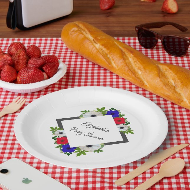 Patriotic Panda Anemone Baby Shower Pappteller (Picknick)