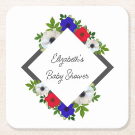 Patriotic Panda Anemone Baby Shower Rechteckiger Pappuntersetzer