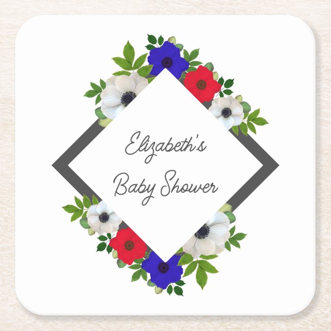 Patriotic Panda Anemone Baby Shower Rechteckiger Pappuntersetzer (Vorderseite)