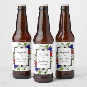 Patriotic Panda Anemone Wedding Bierflaschenetikett