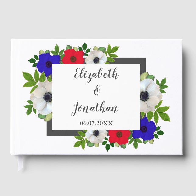 Patriotic Panda Anemone Wedding Gästebuch (Vorderseite)