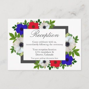 Patriotic Panda Anemone Wedding Reception Card Begleitkarte