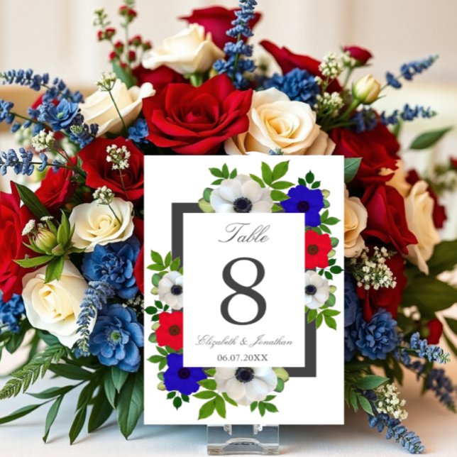 Patriotic Panda Anemone Wedding Tischnummer (Von Creator hochgeladen)